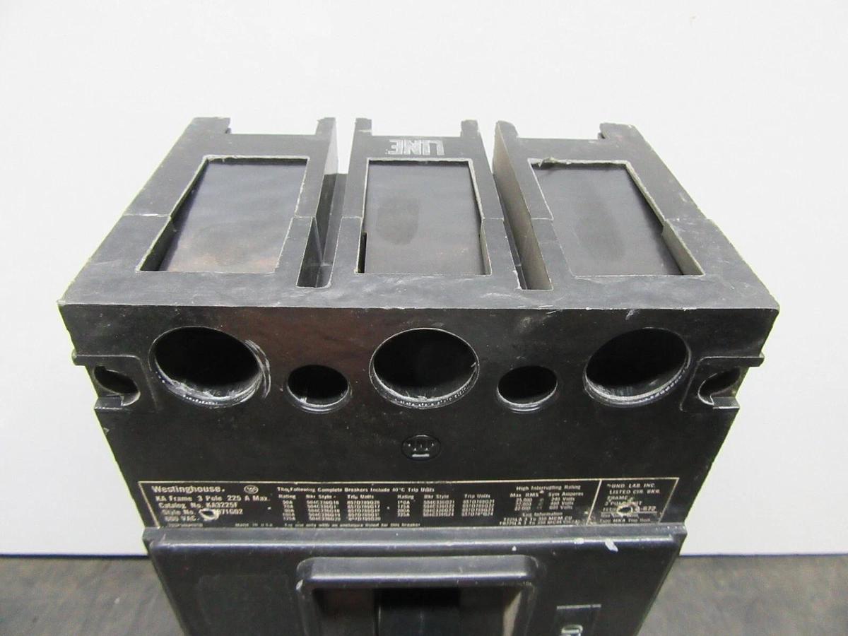 Used WESTINGHOUSE 3-POLE CIRCUIT BREAKER KA3225F 225 AMP FRAME 150 AMP TRIP 600 VAC