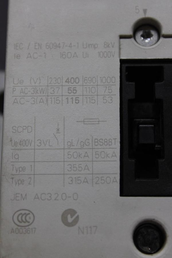 Used SIEMENS SIRIUS CONTACTOR 3RT1054-6...6 600 VAC 140 AMP 125 HP 3-POLE 3-PHASE