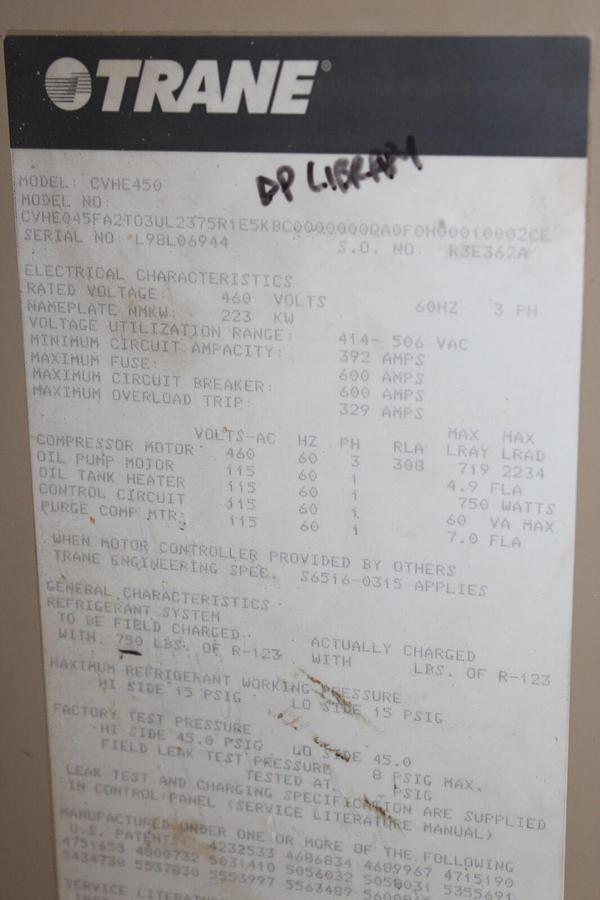 Used TRANE CENTRAVAC CHILLER CONTROL PANEL INTERFACE CVHE450 X13650485-01 REV. F