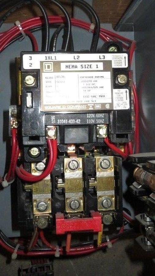 Used SQUARE D 12" MCC BUCKET 7 AMP FHP BREAKER 480 VAC W/ NEMA SIZE 1 STARTER