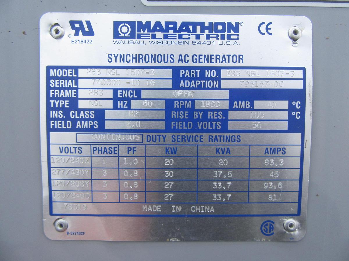 Used 20 KW DIESEL GENERATOR MTU 120/240 V 4LE1 ISUZU SOUND ENCLOSED 164 HRS  VIDEO