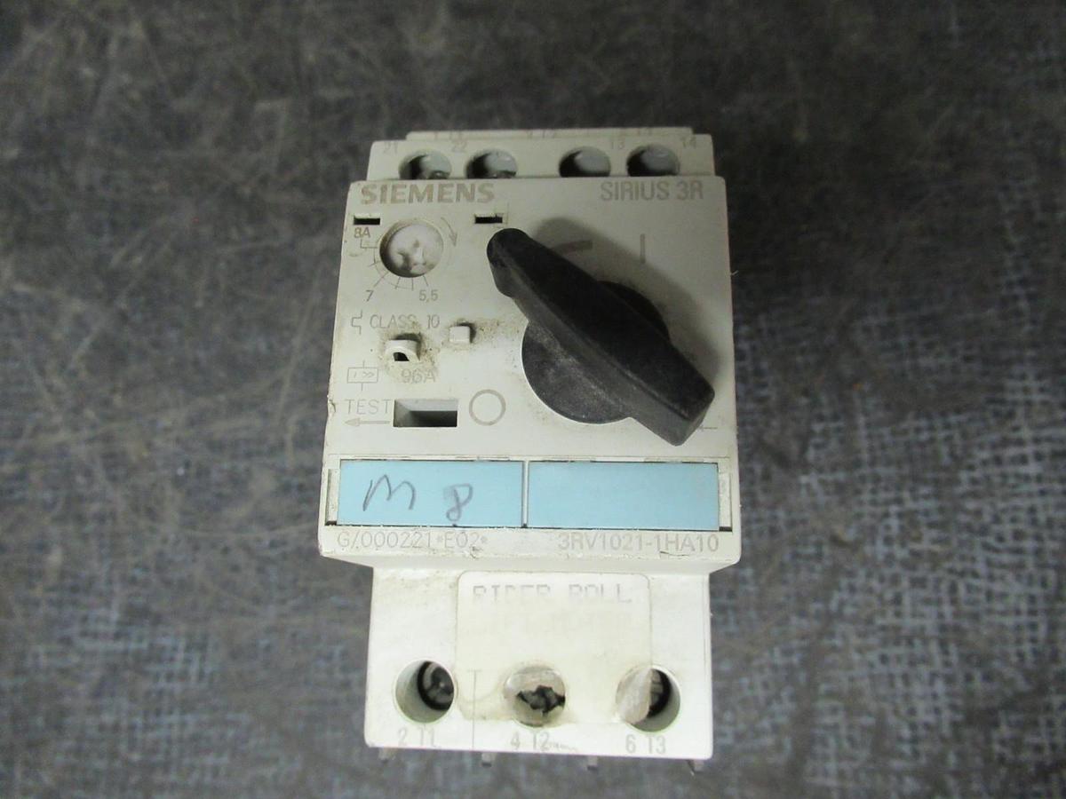 Used SIEMENS MANUAL MOTOR START 3RV1021-4HA10 600V 7.5HP 8A **WARRANTY INCLUDED**
