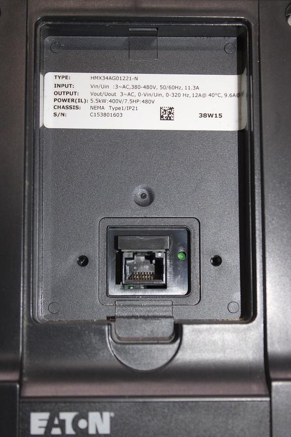 Used EATON H-MAX VARIABLE FREQUENCY DRIVE HMX34AG01221-N NEMA 1 5.5 KW 7.5 HP