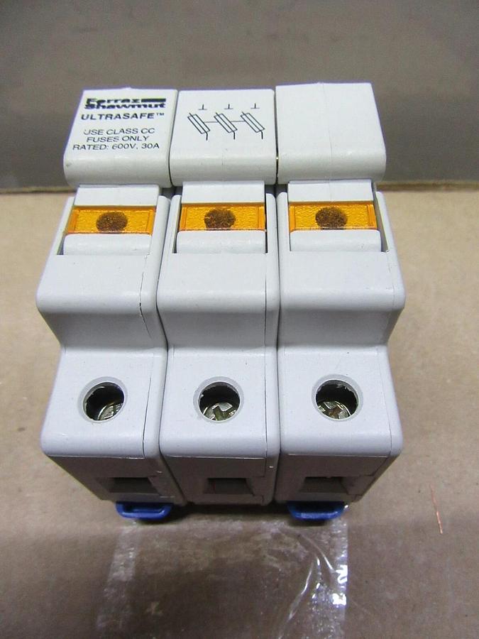 Used LOT OF 2 FERRAZ ULTRASAFE FUSE HOLDER USCC3  600V 30A 3-POLE **WARRANTY**