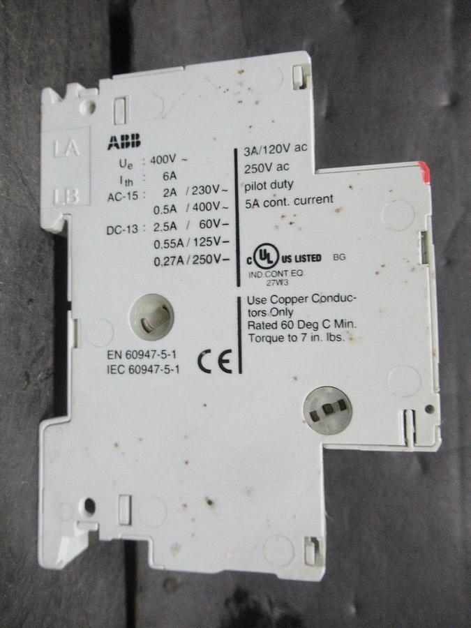 Used ABB AUXILLIARY CONTACT HK-20 400 VOLT 6 AMP **WARRANTY INCLUDED**