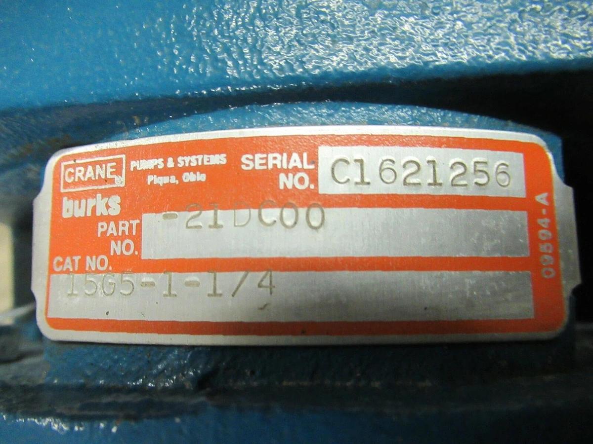 Used BURKS CIRCULATION PUMP 15G5 15G5-1-1/4 1.5 HP 115/208-230 VOLTS 3450 RPM EU1502