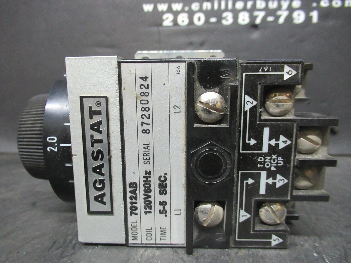 Used AGASTAT TIME DELAY RELAY 0.5-5 SECONDS 7012AB 120 VOLT VOIL 600 VAC 10 AMP