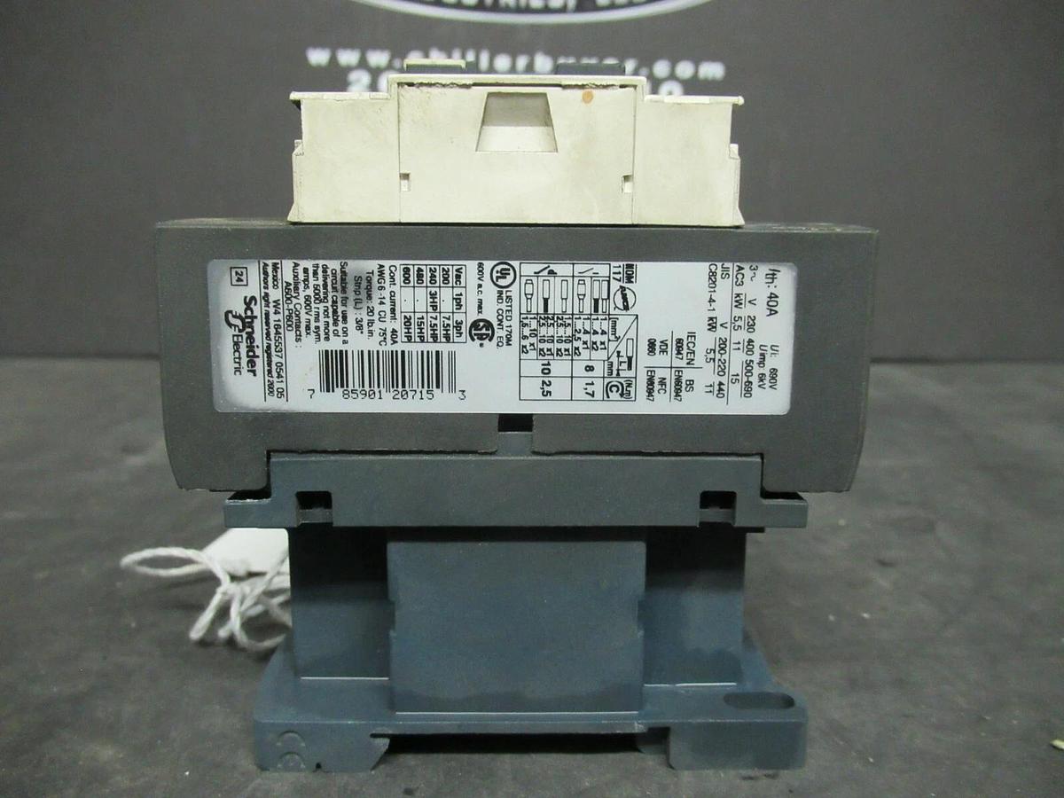 Used SCHNEIDER CONTACTOR LC1D25 40 AMP 600 VAC 20 HP COIL: 120 VAC **WARRANTY**