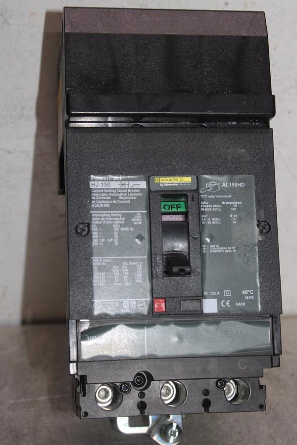 Used SQUARE D I-LINE CIRCUIT BREAKER FC34100 100 AMP 480 VAC 3-POLE