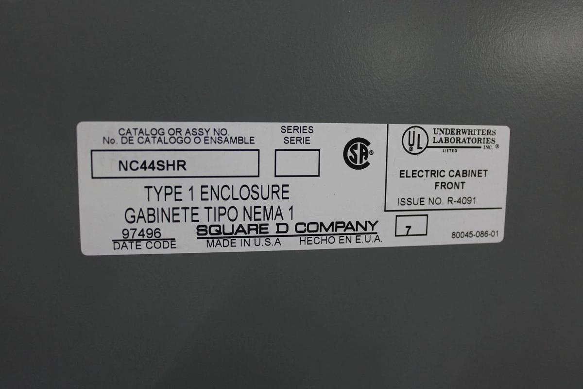 Used SQUARE D TYPE 1 NF MLO SERVICE PANEL 12106793820080001 250 AMP 42-SLOT 600V