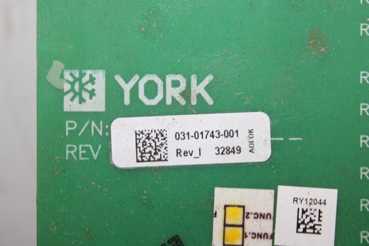 Used YORK HVAC CHILLER I/O CIRCUIT BOARD 031-01743-001 REV. I **WARRANTY**