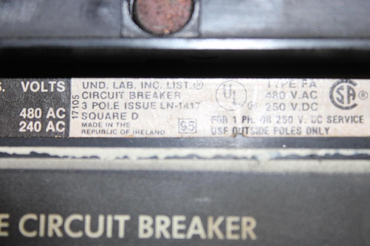 Used SQUARE D I-LINE CIRCUIT BREAKER FA34030 30 AMP 480 VOLT 3-POLE