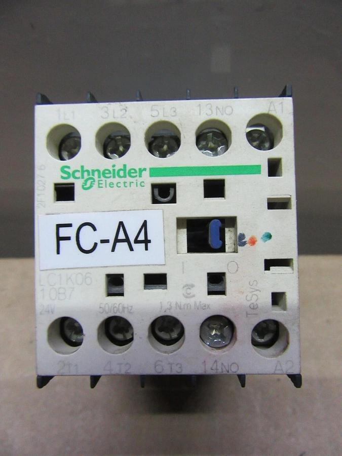 Used LOT OF 5 SCHNEIDER CONTACTOR LC1K06-10B7 600 VOLT 15 AMP 3-PHASE COIL: 24 VOLT
