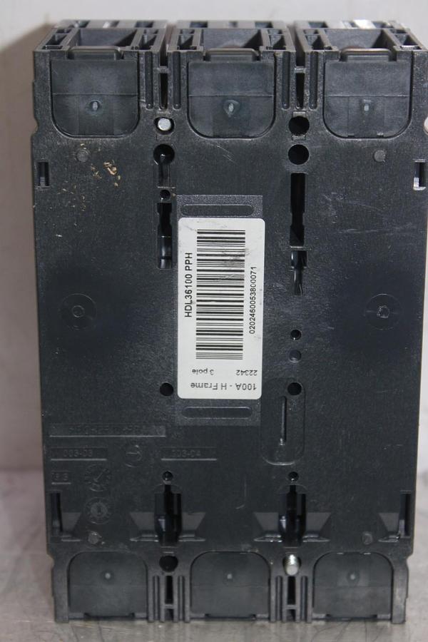 Used SQUARE D POWERPACT CIRCUIT BREAKER HDL36100 3-POLE 100 AMP 600 VAC *WARRANTY*