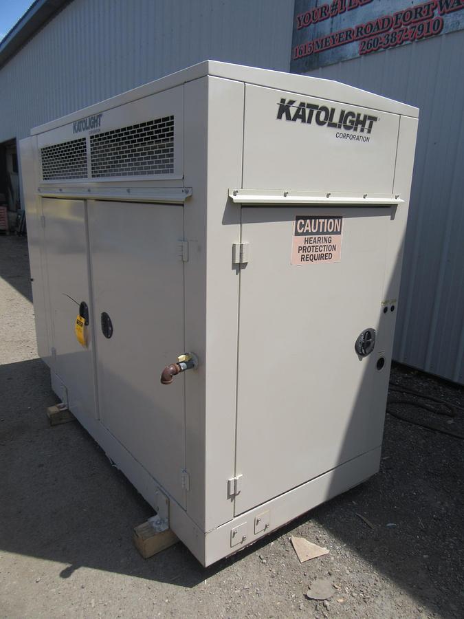 Used 30 KW NATURAL GAS PROPANE GENERATOR KATOLIGHT 120/240V RE-CONNECTABLE 347HRS VIDEO WE SHIP