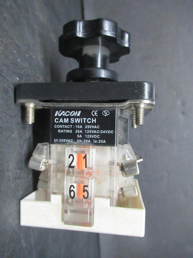 Used KACON CAM AMMETER SELECTOR SWITCH KAM-S1 KAM-V2 3 PHASE 250 VAC 125 VDC 20 AMP