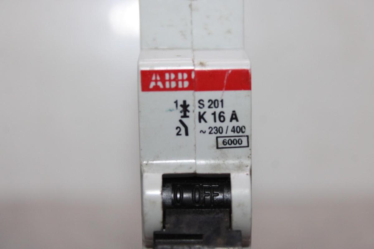Used ABB CIRCUIT BREAKER S-201-K-16-A 230/400 VAC 16 AMP 1-POLE *WARRANTY*
