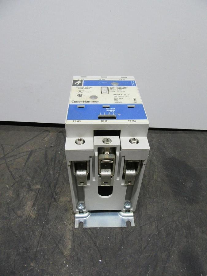 Used CUTLER HAMMER NEMA SIZE 4 CONTACTOR W201K4CF 135 AMP 600 VAC 100 HP 3-PHASE