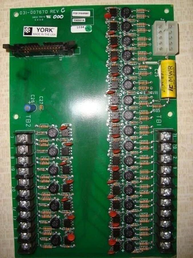 Used YORK CHILLER CIRCUIT BOARD 031-00767D REV C PROCESSOR CARD REV 1 **WARRANTY**
