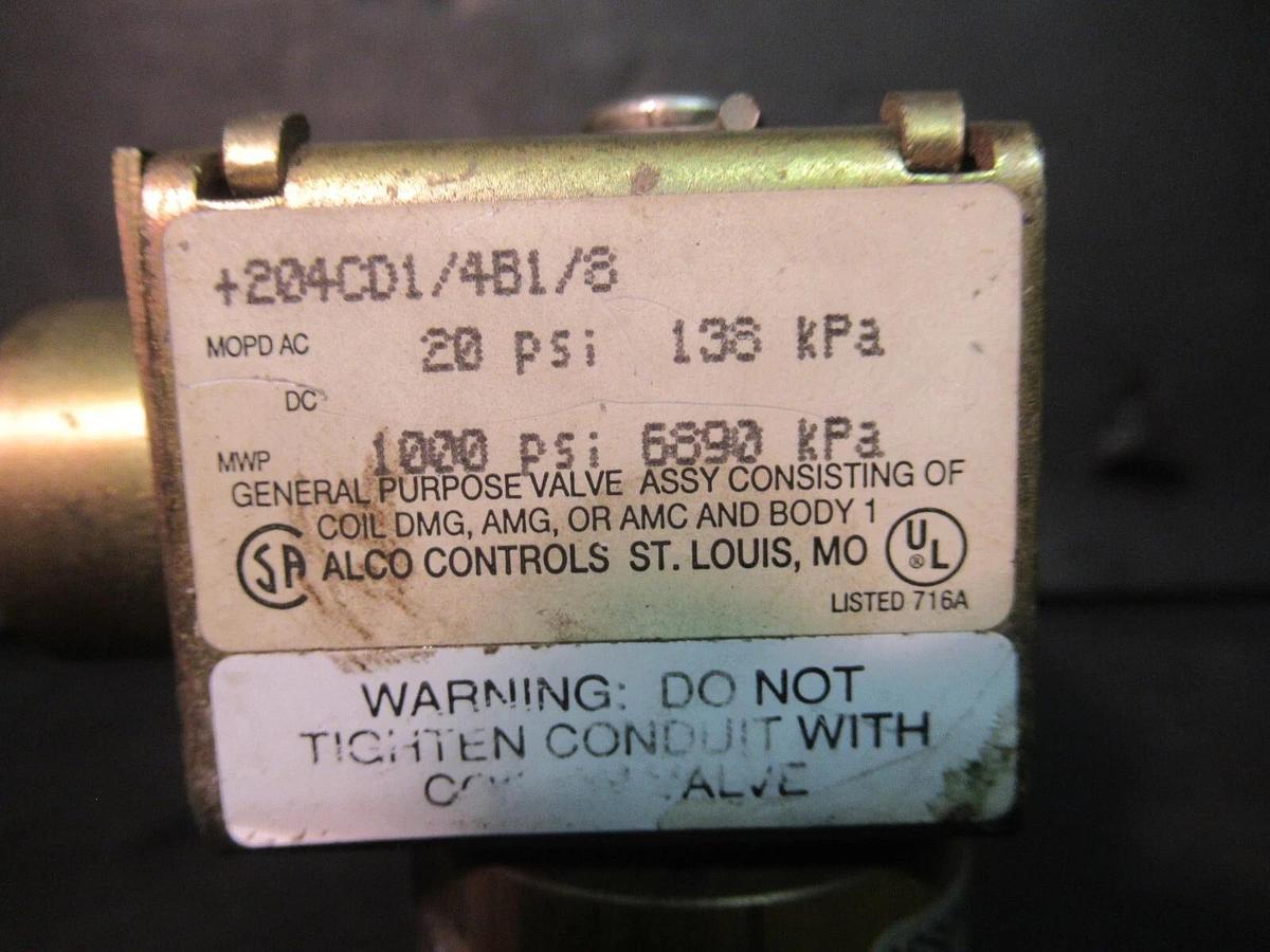 Used ALCO SOLENOID VALVE X13320472-01 1000 PSI - 120 VOLT - 17 WATT - 6890 KPSA