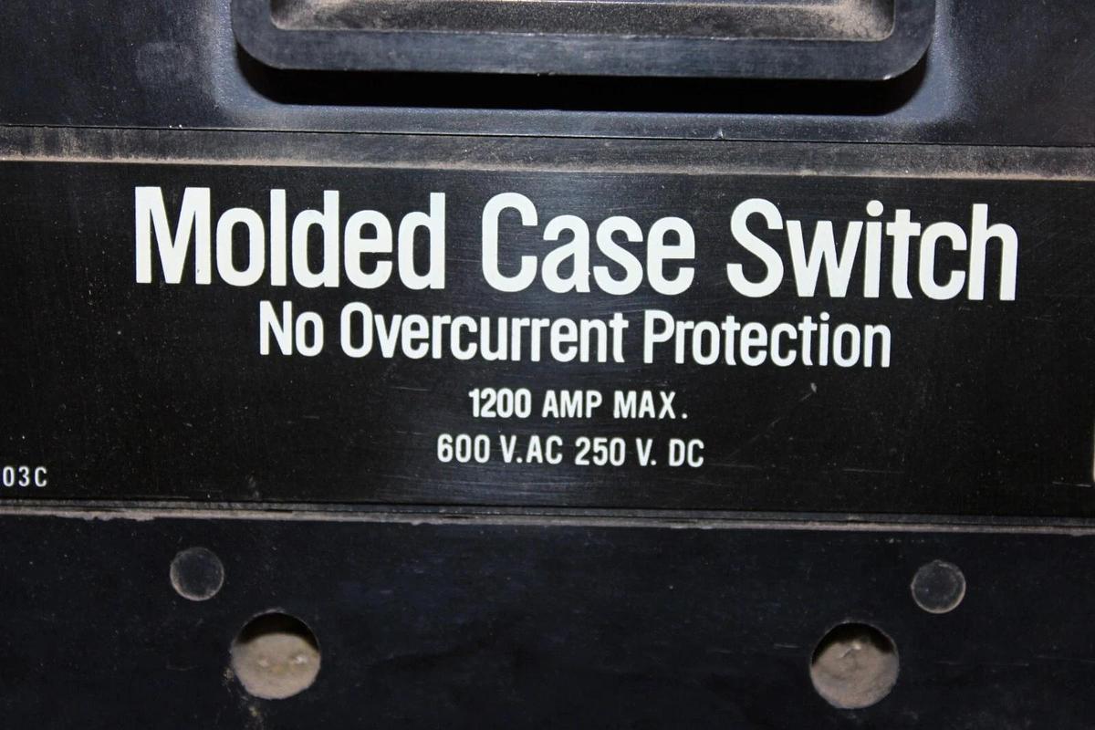 Used CUTLER HAMMER MOLDED CASE SWITCH NB31200N 1200 AMP 3-POLE 600 VAC