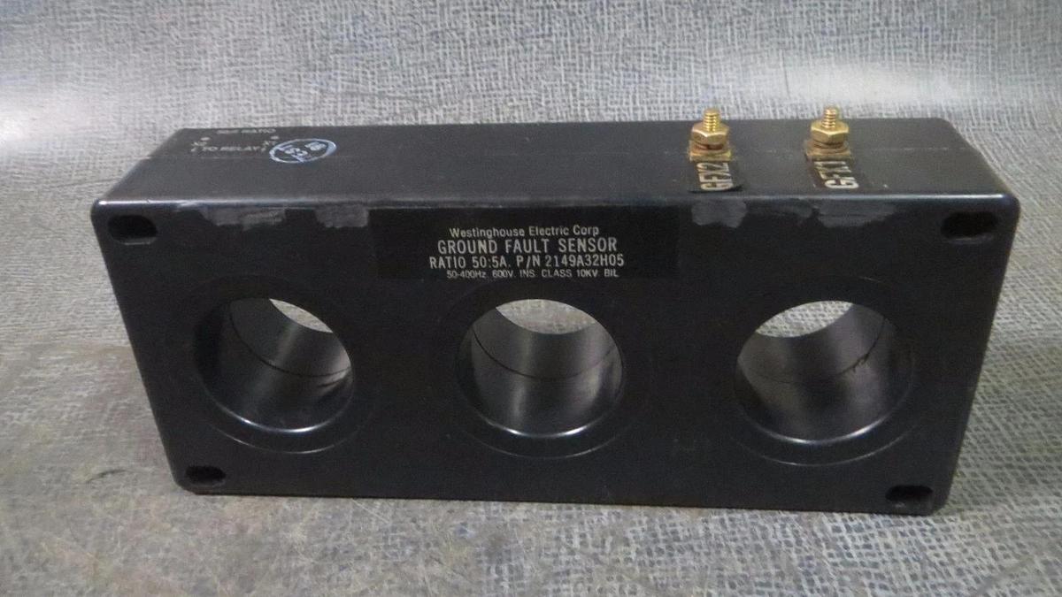 Used WESTINGHOUSE GROUND FAULT SENSOR (1) 50:5A / 50-400 Hz / 600 V MODEL: 2149A32H05