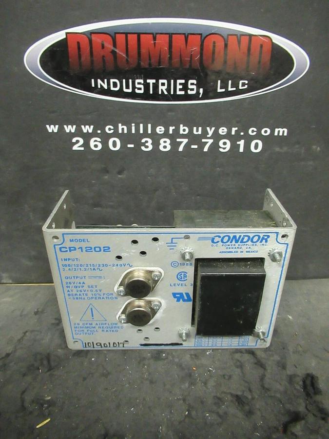 Used CONDOR DC POWER SUPPLY CP1202 IN 100/120/215/230-240 VAC OUT 20 VDC / 4 AMP