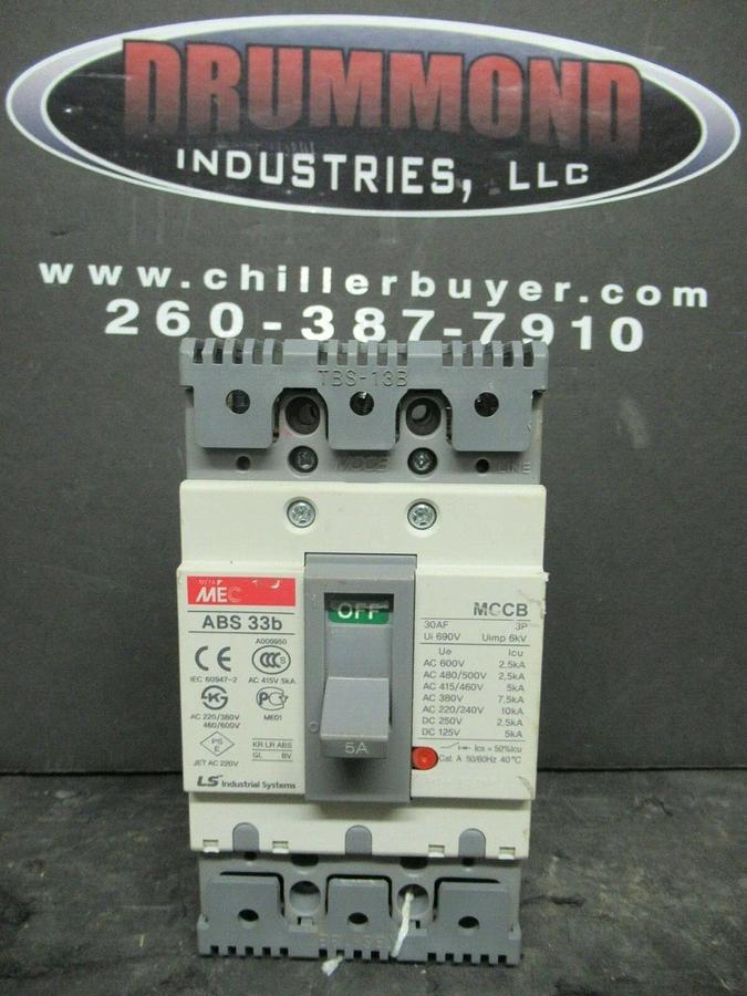 Used 5 AMP LS / MEC MCCB BREAKER ABS 33B 600 VAC 3 POLE **WARRANTY INCLUDED**