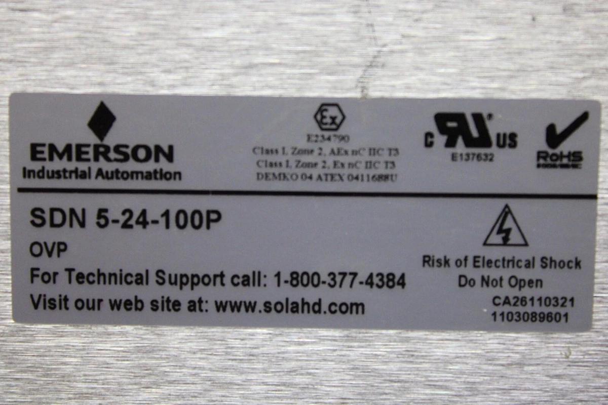 Used EMERSON SOLA POWER SUPPLY SDN-5-24-100P 230 VAC 2.2 AMP **WARRANTY**