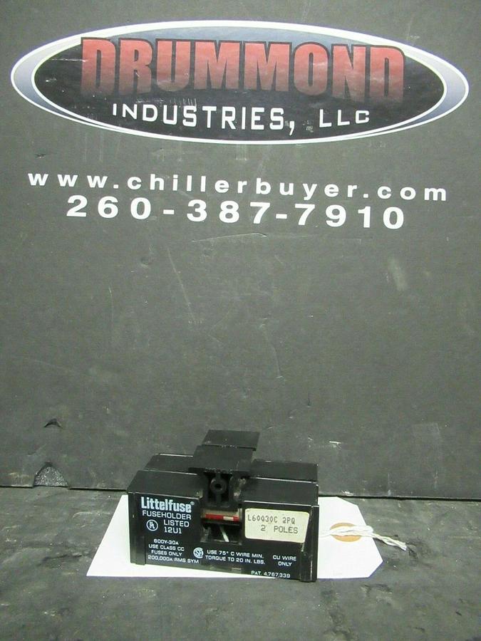 Used LITTELFUSE FUSE HOLDER L60030C-2PQ 600 VOLT 30 AMP CLASS CC FUSES W/ FUSES