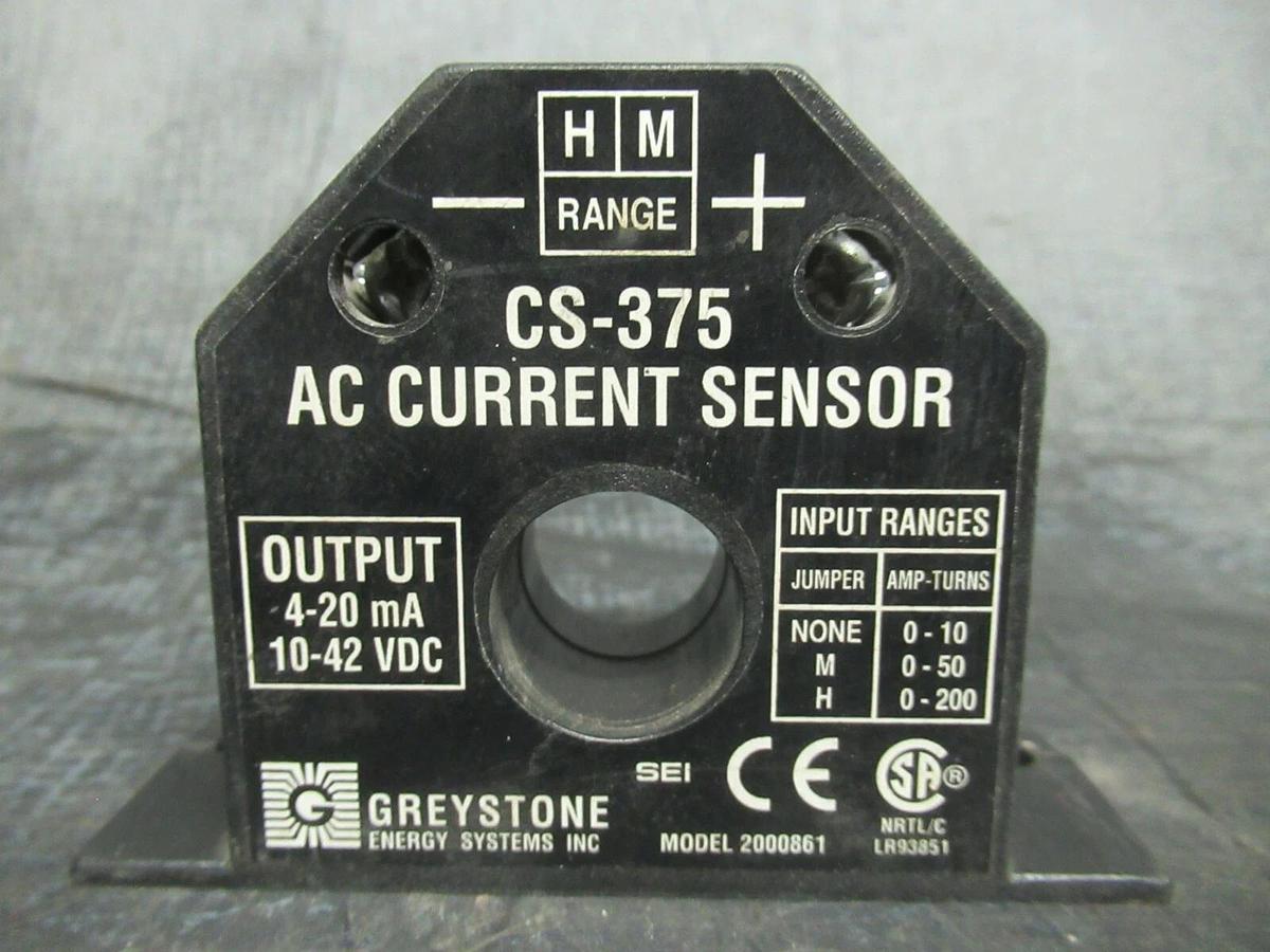 Used GREYSTONE AC CURRENT SENSOR CS-375 4-20 MA 10-42 VDC **WARRANTY**