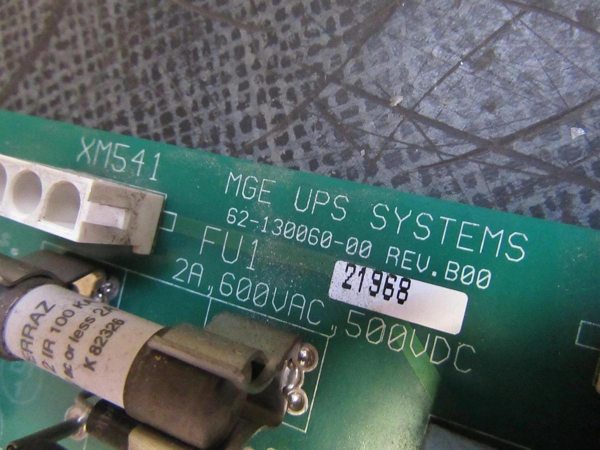 Used MGE UPS SYSTEMS CIRCUIT BOARD 62-130060-00 REV B00 2A 600 VAC 500 VDC *WARRANTY*