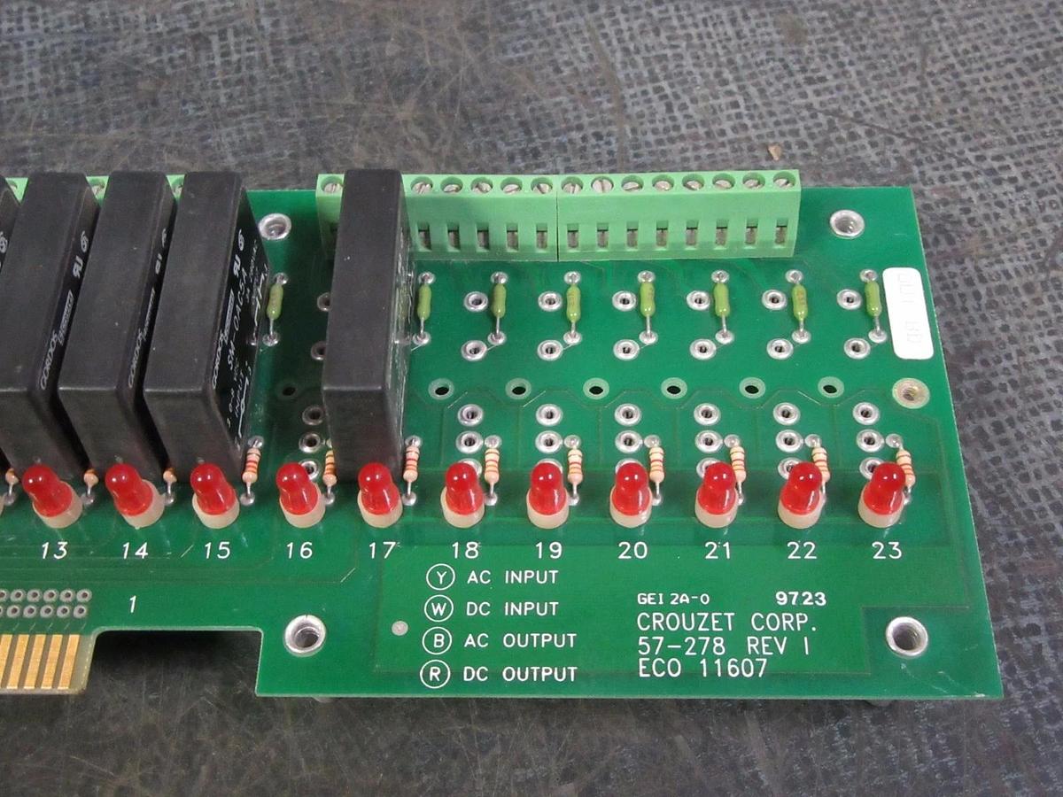 Used CROUZET RELAY CIRCUIT BOARD PB-24SM WITH SM-0AC5A RELAYS MODEL: 57-278 REV I