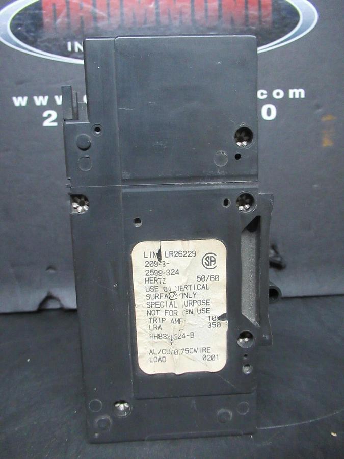 Used AIRPAX 92 AMP 105 TRIP CIRCUIT BREAKER LR26229 240 V HH83XB324-B 209-3-2599-324