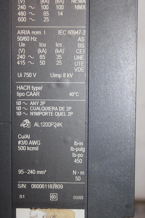 Used SQUARE D I-LINE CIRCUIT BREAKER MA36400 400 AMP 600 VAC 3-POLE
