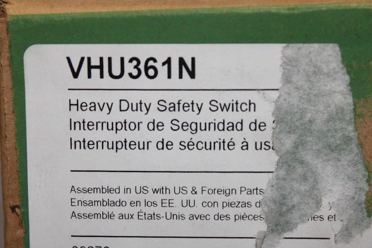 NIB SQUARE D VISIPACT HEAVY DUTY SAFETY SWITCH VHU361N 30 AMP 600 VAC TYPE 1