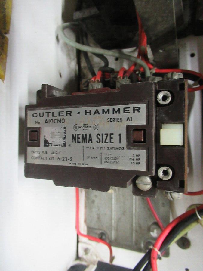 Used CUTLER HAMMER MOTOR STARTER CONTROL 12" W/ A10CN0 NEMA SIZE 1 3 AMP 600 VAC