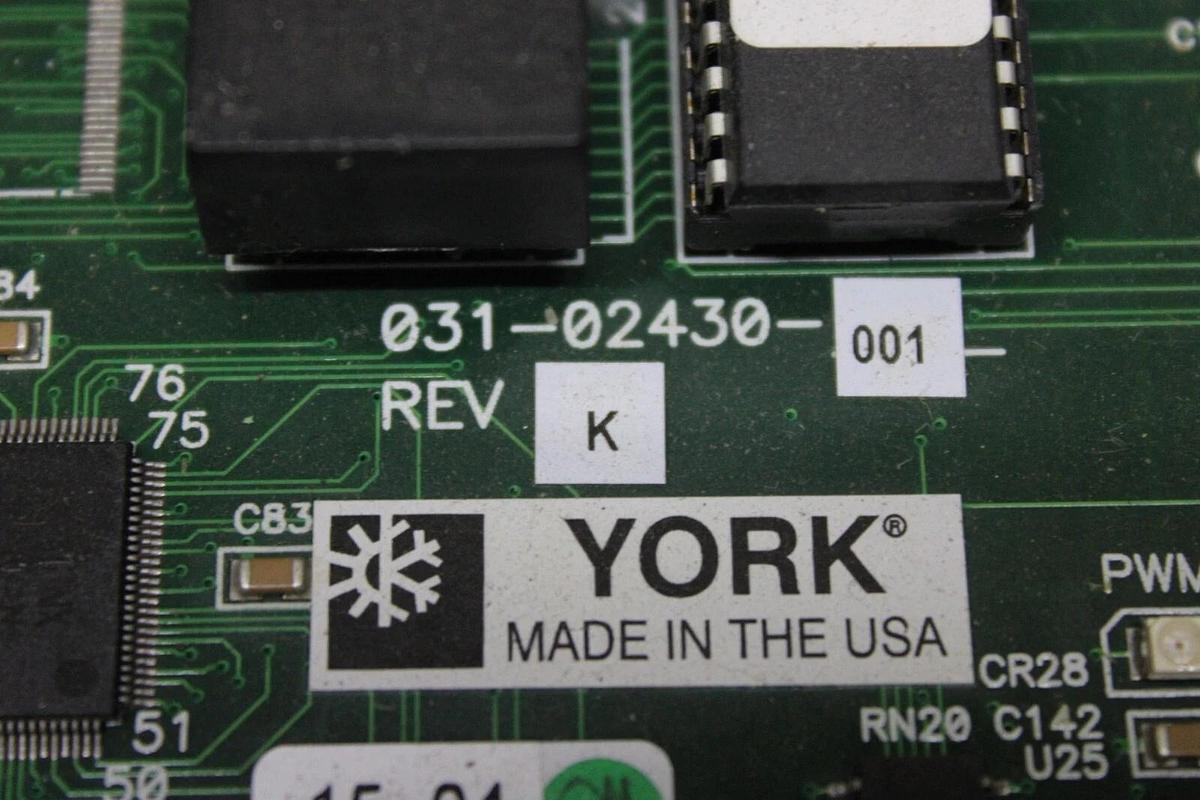 Used YORK HVAC CHILLER CONTROL CIRCUIT BOARD 031-02430-001 REV. K **WARRANTY**