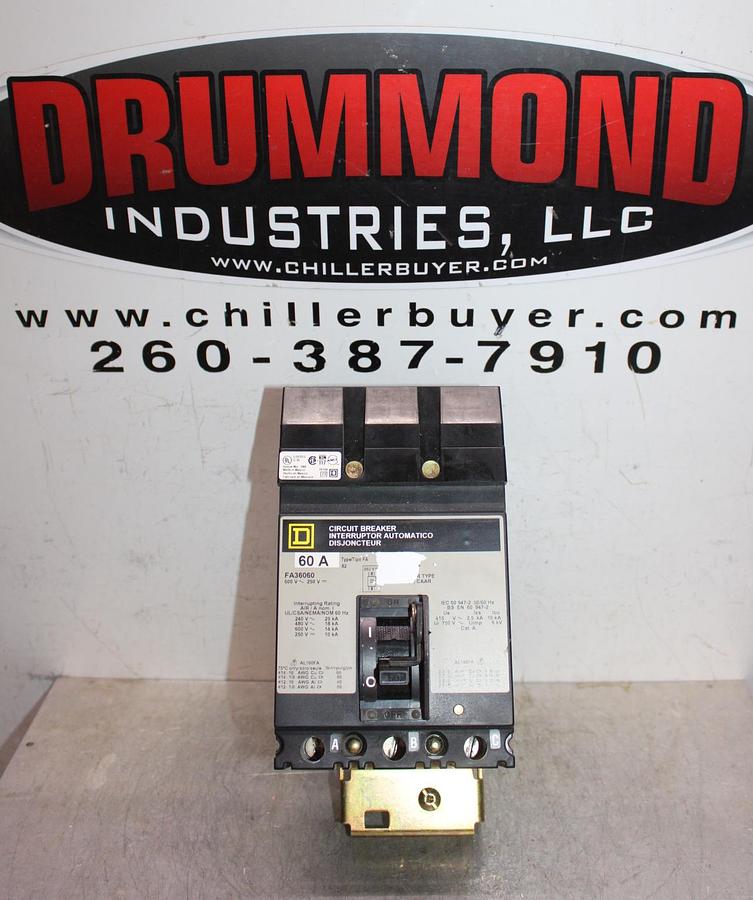 Used SQUARE D I-LINE POWERPACT CIRCUIT BREAKER HDA36060 60 AMP 600 VOLT 3-POLE