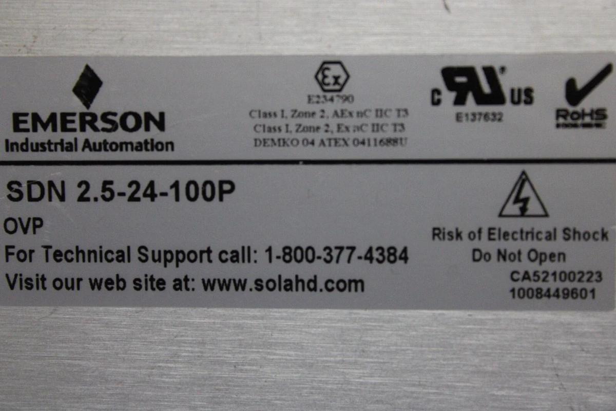 Used EMERSON SOLA POWER SUPPLY SDN-2.5-24-100P 115/230 VAC 1.3-0.7 AMP *WARRANTY*