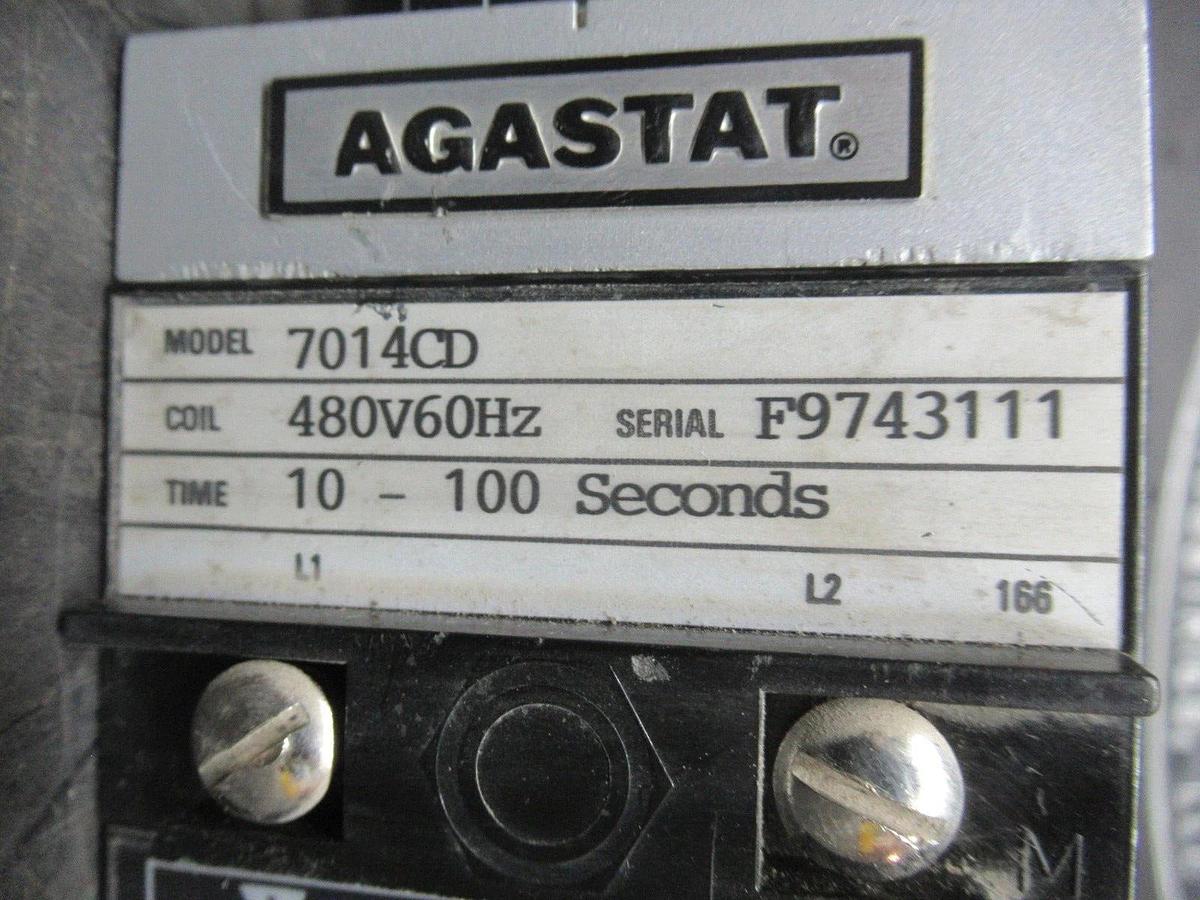 Used AGASTAT TIME DELAY RELAY 10-100 SECONDS 7014CD 480 VOLT VOIL 600 VAC 10 AMP