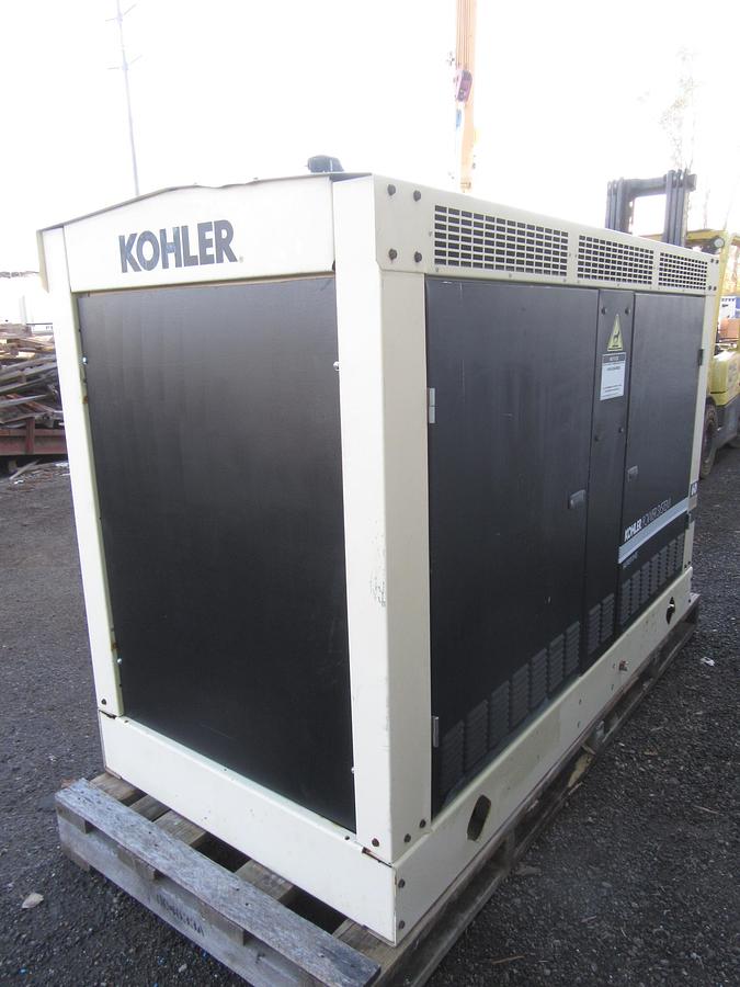 Used 60 KW PROPANE / NAT GAS GENERATOR KOHLER 120/240V 45RZG ENCLOSED VIDEO