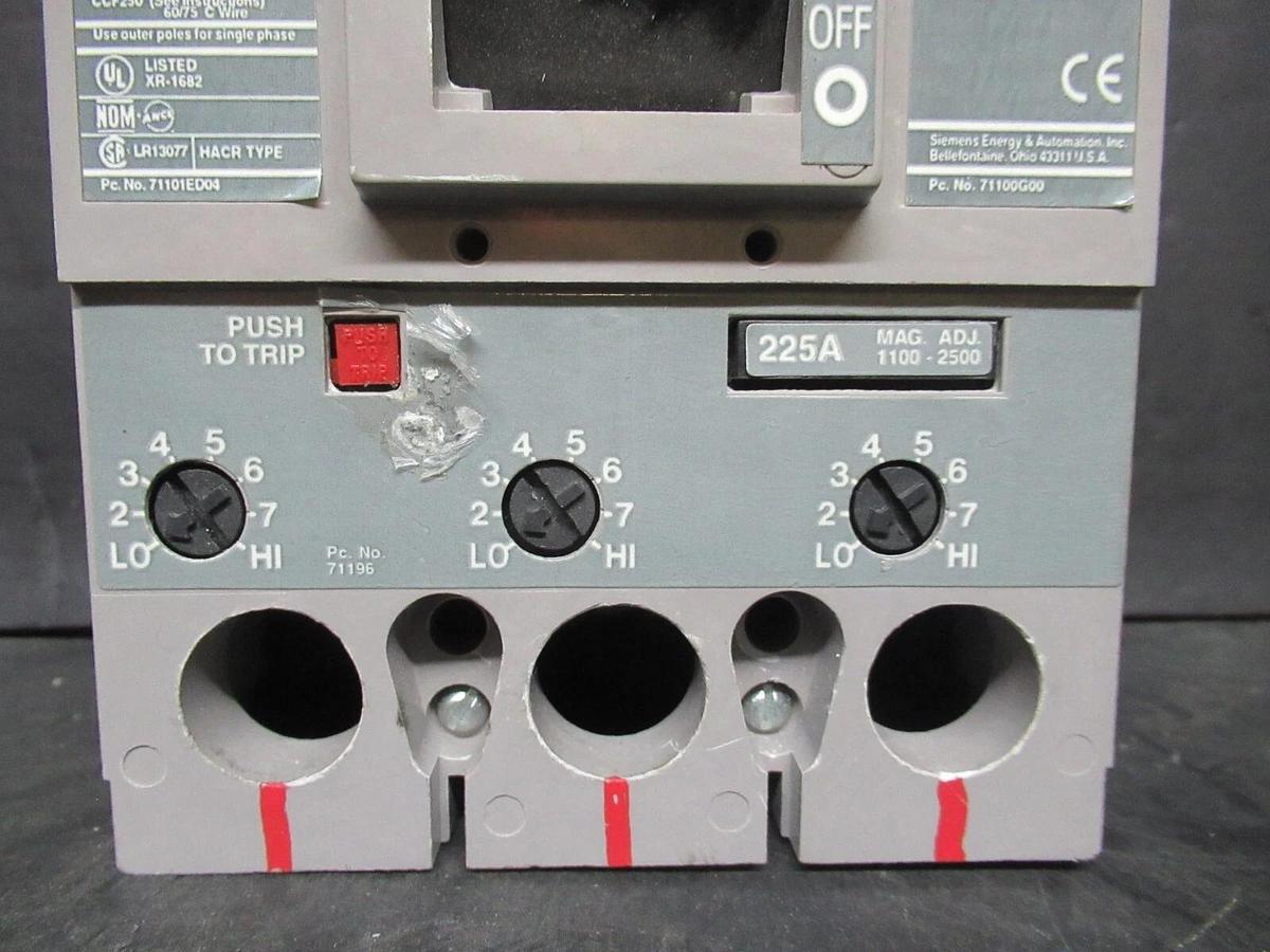 Used SIEMENS SENTRON BREAKER HFXD63B225 225 AMP 600 VAC 3-POLE TYPE: HFXD6