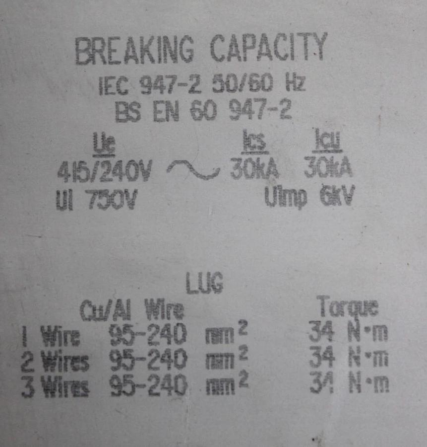 Used SQUARE D CIRCUIT BREAKER MAL36700 700 AMP 3-POLE 600 VAC W/ SHUNT TRIP