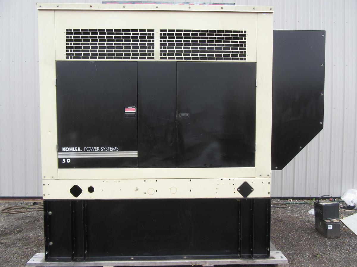 Used 50 KW DIESEL GENERATOR  KOHLER 120/240V JOHN DEERE ENCLOSED VIDEO WE SHIP 55KW