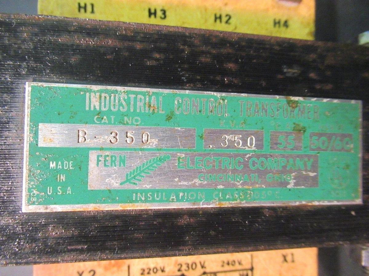 Used FERN ELECTRIC CONTROL TRANSFORMER B-350 0.350 KVA 240/480 VAC **WARRANTY**