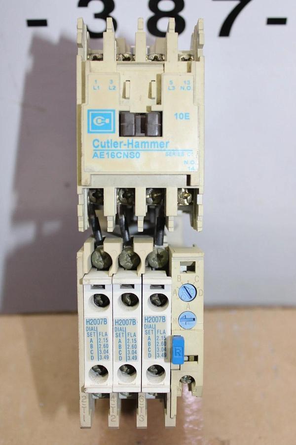 Used CUTLER HAMMER STARTER AE16CNS0 600 VAC 12 AMP 10 HP 3-POLE W/ C306DN3 OVERLOAD