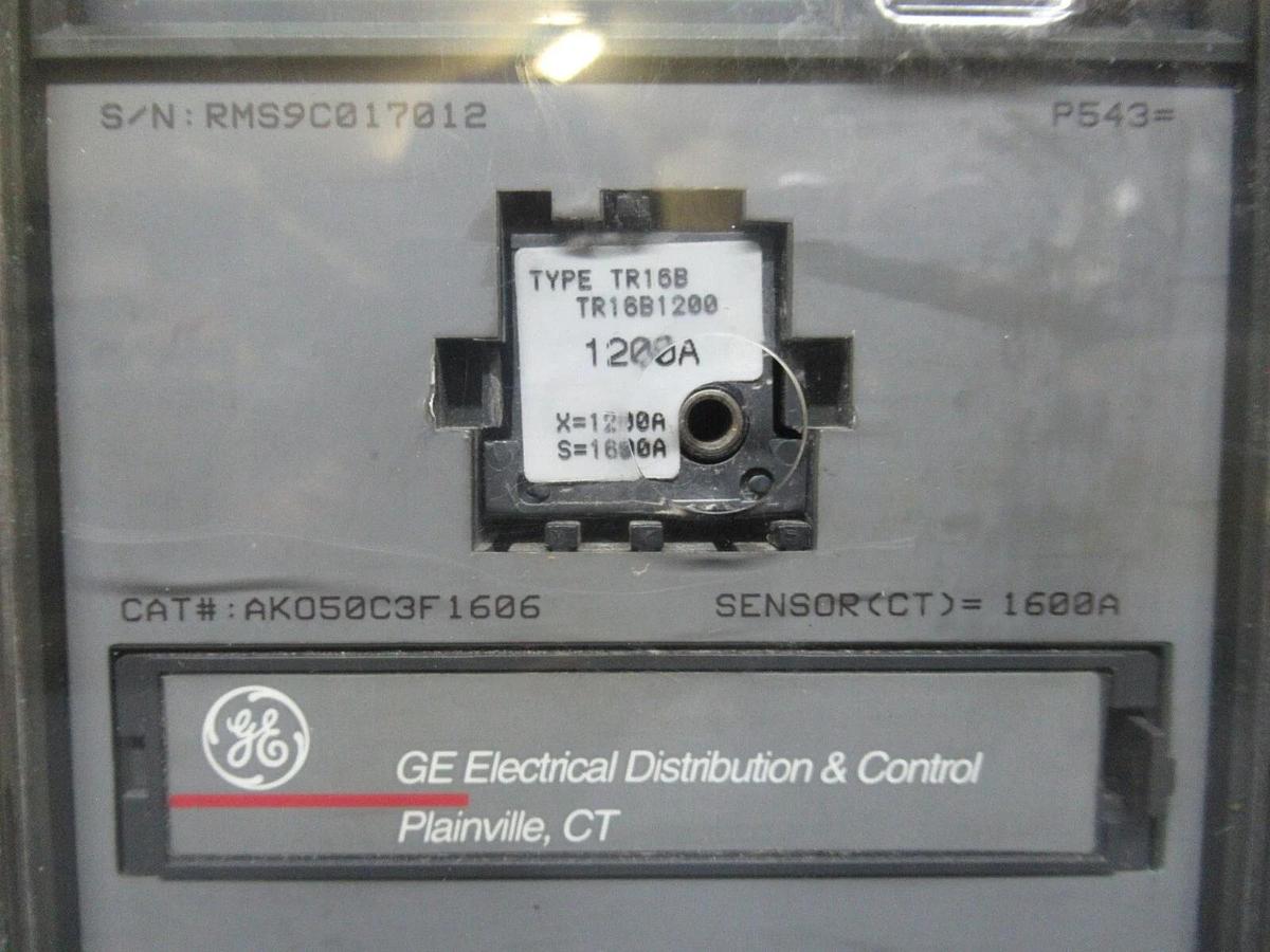 Used GE MICROVERSATRIP PLUS TRIP UNIT FOR CONVERSION KIT AKO50C3F1606 1200 AMP TRIP
