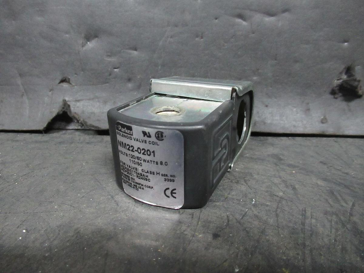 Used PARKER SOLENOID VALVE COIL NM22-0201 110/120V 80 WATT 50/60 HZ CLASS H