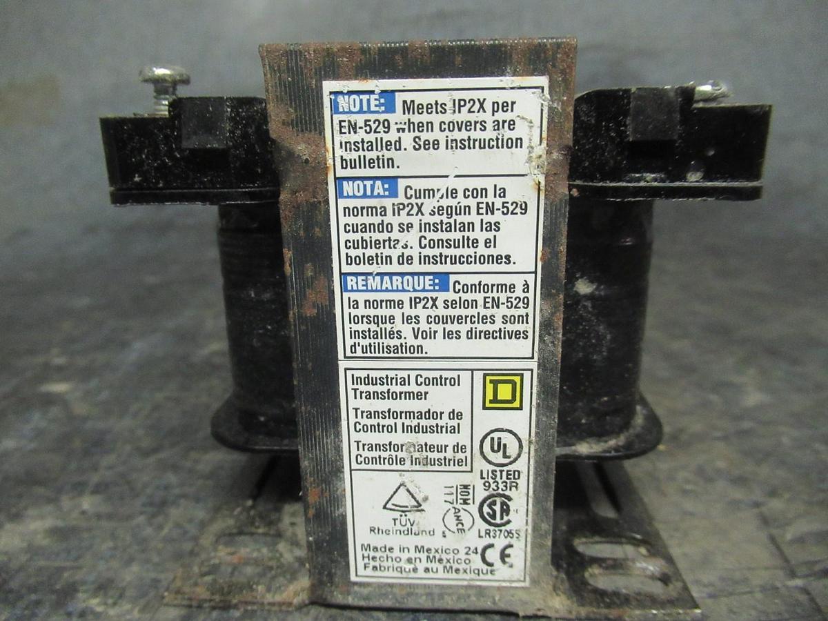 Used SQUARE D TRANSFORMER 9070T100D2 100VA 50/60HZ INPUT:240/480V OUTPUT:24V